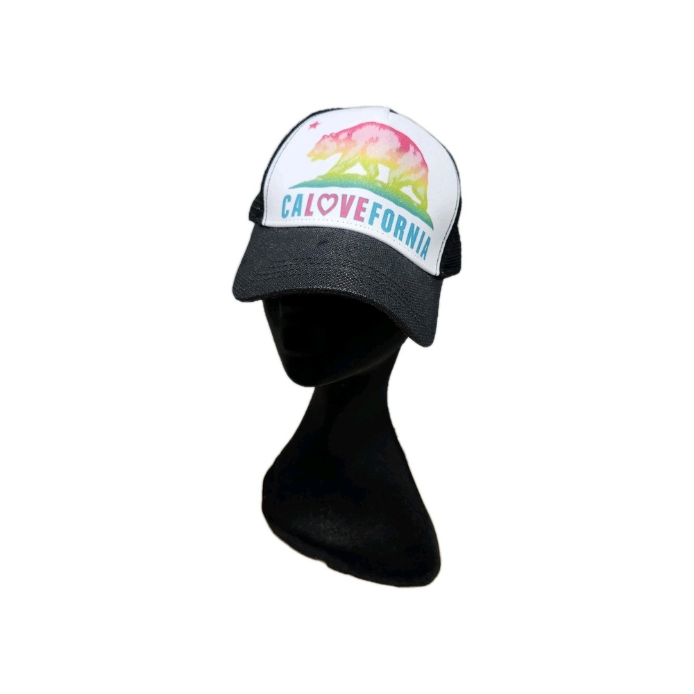 California Love Trucker Hat Black Mesh Snapback Bear Graphic Cap Unisex